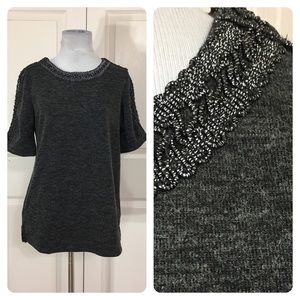 NWT! Banana Republic Lurex Trim Gray Sweater
